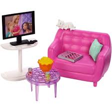 Barbie Estate Indoor Furniture Living Room Set With Kitten Walmart Com Barbie Living Room Furniture Diy Barbie Furniture Barbie Furniture