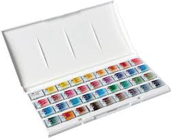 White Nights Artists Watercolour Set 36 Whole Pans Plastic Box