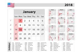 The usa did not receive its legal existence until about 12 years later with the adoption of the constitution. Simple Calendar 2018 One Year At A Glance Starts Monday With Public Holidays For The Usa Stock Vector Illustration Of Page August 103457457