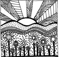 Coloriage Art Therapie Le Coucher Du Soleil