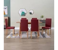 vidaxl dining chairs 6 pcs red faux