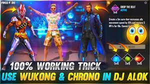 Combine the skills of maxim and alok to keep your hp up by using health items fast and by using their skill to keep your health up. Use Wukong Chrono Ability In Dj Alok 100 Real Working Trick Garena Free Fire Youtube