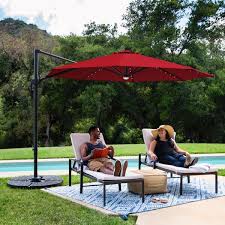 Sheehan 9 8 Lighted Cantilever Umbrella In 2020 Offset Patio Umbrella Patio Umbrella Patio