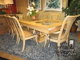 Stunning Drexel Heritage Dining Table In A Light Finish With Glass Inserts And 8 Chairs This Table Top Has The Most Beautiful Grain In Chair Dining Furniture
