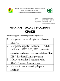 Sk mentri kesehatan republik indonesia nomor 836/2005 tentang pmk perawat dan bidan Uraian Tugas Kia Kb