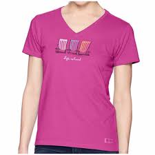 Xs Womens Life Is Good Tee Shirt Beach Chairs Colorful Gathering Sassy Magenta Lifeisgood Tshirt Tee Shirts Women Clothes For Women