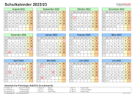 Schulkalender 2022 2023 Als Pdf Vorlagen Zum Ausdrucken