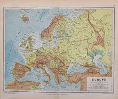 The terrain ranges from flat to rolling plains. 1889 Map Europe British Isles Spain German Empire Austria Hungary Italy Turkey Ebay