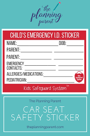Emergency Identification Car Seat Stickers 2 Stickers Included In 2020 Carseat Safety Car Safety Kit Newborn Safety