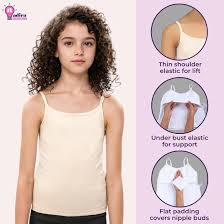 my adira Girls Cotton|Camisoles|Beginners Regular Fit Cami for Puberty|Flat  Padding for Nipple Coversage|Confidence for School & Home|Stretchy Cotton| Slip|Pack of 3|Skin|XS,Beige : Amazon.in: Fashion