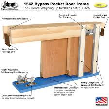 Finish the door assembly by installing the latches, pulls, or lock you have selected. Pocket Door Frame 1562 Kit Bypass