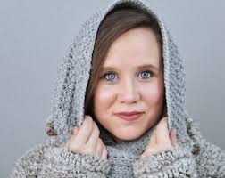 Womens Furry Hood Snood Collar Cowl Knitting Pattern Pdf Eyelash Yarn  Ladies Snood Instant Download