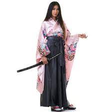 Female Samurai Short Kimono With Hakama Samurai Clothing Japanese Outfits Japanese Traditional Clothing