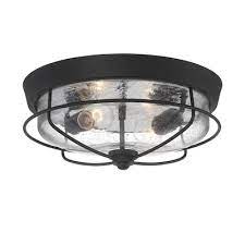 I put ceiling fans in three bedrooms in my house that only had flush mounted lights. Portfolio Valdara 14 88 In Matte Black Industrial Flush Mount Light In The Flush Mount Lighting Department At Lowes Com