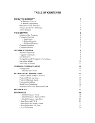 Any business plan should be strategic and oriented. Business Plan Table Of Contents Sample