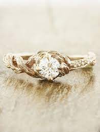 Nature Inspired Double Helix Bark Texture Engagement Ring Nature Inspired Engagement Ring Unique Engagement Rings Nature Engagement Ring