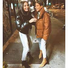 Amanda Batula And Paige Desorbo S Leather Puffer Jackets Leather Puffer Jacket Puffer Jacket Outfit Leather Puffer Jacket Outfit