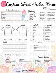 Labels included are for cricut, silhouette, paper and all kinds of crafters! Floral Custom T Shirt Order Form Jpg And Pdf Etsy In 2021 Cricut Craft Room Cricut Projects Vinyl Cricut Explore Projects