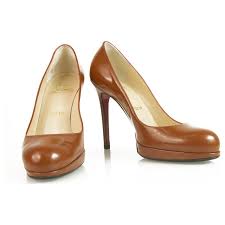 Christian Louboutin Classic Brown Leather Round Toe Platform Pumps Sz 37 Ref 125666 Joli Closet