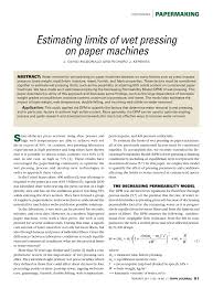 Pdf Estimating Limits Of Wet Pressing On Paper Machines