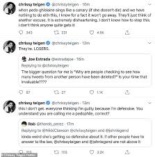 I ate fun dip with my fingers last night and i'm stained and grammys are tomorrow. Chrissy Teigen Blocks 1 Million People On Twitter As Her Account Is Flooded By Sick Psychopaths Daily Mail Online