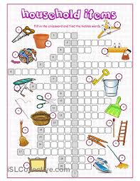 Household Items Crossword Puzzle Crossword Household Items English Teaching Materials