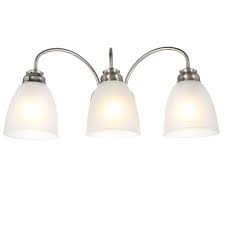 Hampton Bay Hamilton 3 Light Brushed Nickel Vanity Light With Frosted Glass Shades Efg1393al 2 Bn The Home Depot