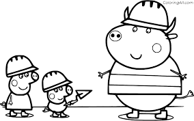 Peppa pig coloring pages george. Peppa And George With Mr Bull Coloring Page Coloringall