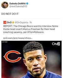 Everyone had the same reaction to the Chicago Bears' interest in Marcus  Freeman. 🐻🙅‍♂️