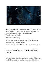 He finds a way to bring cybertron back to life, but in order to do so. Transformers The Last Knight 2017 Free Download Action English Mov