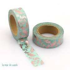 Washi Tape Mint Flores Foil Washi Cobre Colores