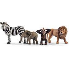 Schleich Wild Life Wild Life Figure Starter Set Zebra Lion Monkey Elephant Multicolor Wildlife Animals Animal Figures Animals
