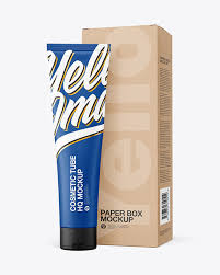 Cosmetic Tube W Kraft Paper Box Mockup In Tube Mockups On Yellow Images Object Mockups