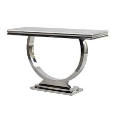 Dark walnut standard half moon wood console table with drawers. Marble Top And Chrome Console Table