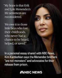 Exclusive: Kim Kardashian advocates for Lyle and Erik Menendez's release  from prison in a personal essay shared with @NBCNews. nbcnews.to/3TU7Hti