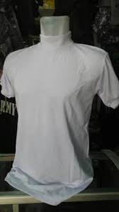 Lengan panjang leher tinggi kancing mantel (1368254). Kaos Putih Polos Leher Tinggi Shopee Indonesia