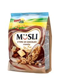 Bonavita Crunchy Muesli With 3 Types Of Chocolate 375g Food Packaging Design Healthy Food Packaging Cereal Packaging