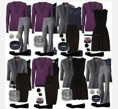 Black And Grey Dress Combination Office Outfits Purple Gray And Black Mix And Match Work Fashion Professional Outfits Fashion