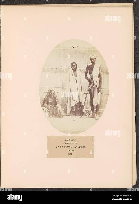 Three people from the Sansias tribe in Delhi, c. 1859 - in or before 1869 photograph Delhi photographic support albumen print human races; peoples; nationalities Stock Photo - Alamy