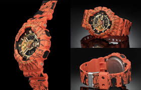 The orange body and watch bands are covered in dragon ball illustrations and graphic elements, including scenes of training and growth of son goku. Casio Announces Dragon Ball Z Themed G Shock Watch Otaquest