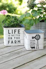 Farmhouse Tin Buckets Set Of Two Farmhouse Decor Bucket Gardening Farmhouse