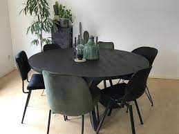 eettafel zwart eiken hout nero ruvido spinpoot staal tavolo enzo lr liggend groen eetkamer met ronde tafel ronde eettafel goedkope huisinrichting