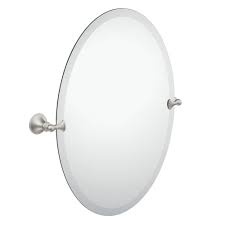 Swapping out your old bathroom mirror for something contemporary and up to date is a simple and inexpensive way to update your decor. Moen Glenshire 26 In X 22 In Frameless Pivoting Wall Mirror In Spot Resist Brushed Nickel Dn2692bn The Home Depot