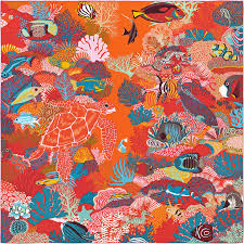 La Maison Des Carres Hermes Under The Waves Hermes Scarf Vintage Hermes Art Scarves