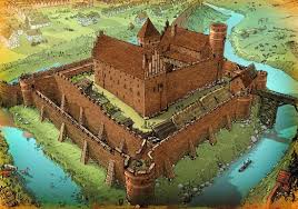Castle Moat River Bridge Farmland Hills Village Med Fantasy Castle Castle Layout Medieval Castle