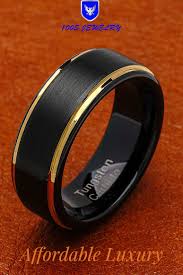 100s Jewelry Tungsten Rings For Men Two Tone Black Gold Wedding Band Center Brushed Engagement Size 6 16 Tungsten Mens Rings Mens Wedding Bands Tungsten Rings For Men