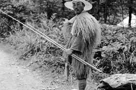 This Photo Taken Around 1950 Shows A Japanese Fisherman Wearing A Traditional Straw Coat Japanese Fisherman Tenkara Fishing Tenkara