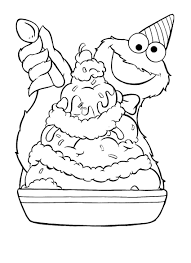 Cookie Monster Ice Cream Sundae Coloring Pages Sesame Street Coloring Pages Monster Coloring Pages Birthday Coloring Pages