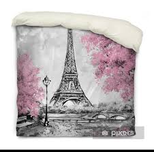 Male and female anime character wallpaper, france, paris, eiffel tower, night. Oil Painting Paris European City Landscape France Wallpaper Eiffel Tower Black White And Pink Modern Art Duvet Cover Pixers We Live To Change