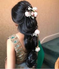 Makeup in the 702 swooped to one side Top 13 Brilliant Asian Bridal Hairstyle Ideas For Long Hair